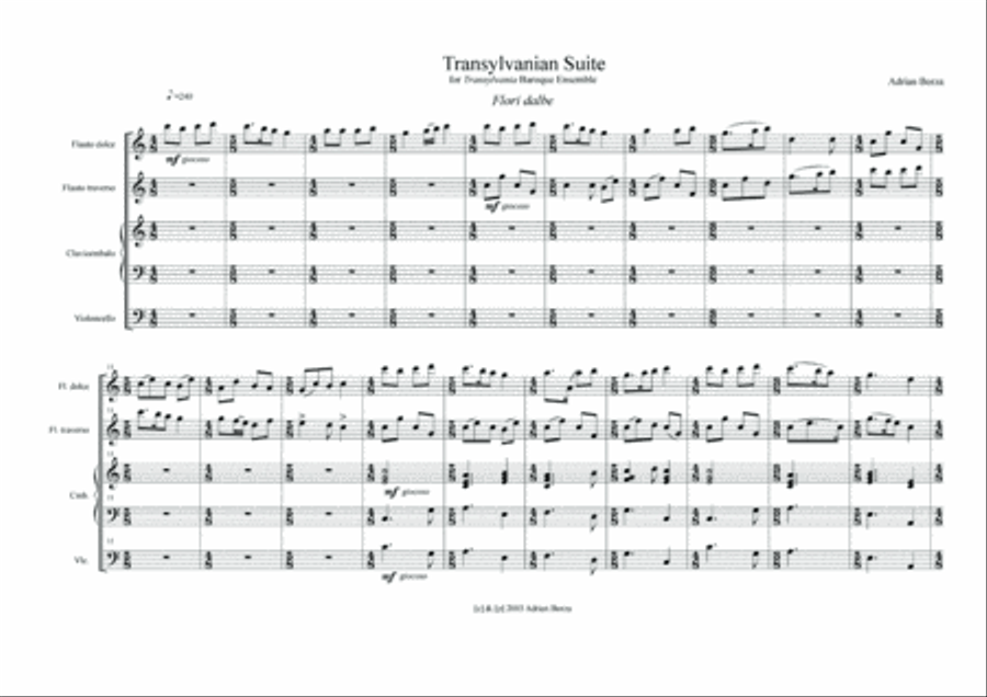 Transylvanian Suite (for Alto Recorder, Flute, Harpsichord, and Cello)