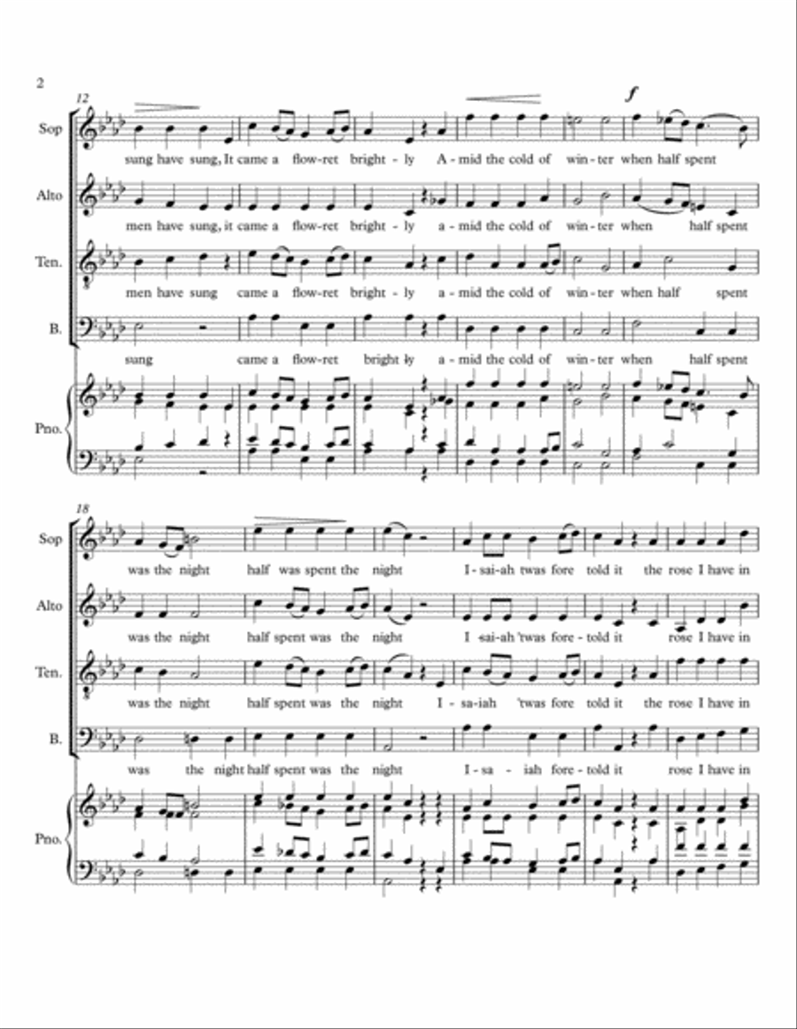 Lo How a Rose (SATB), op. 46, #4 4-Part scores gallery preview page 2
