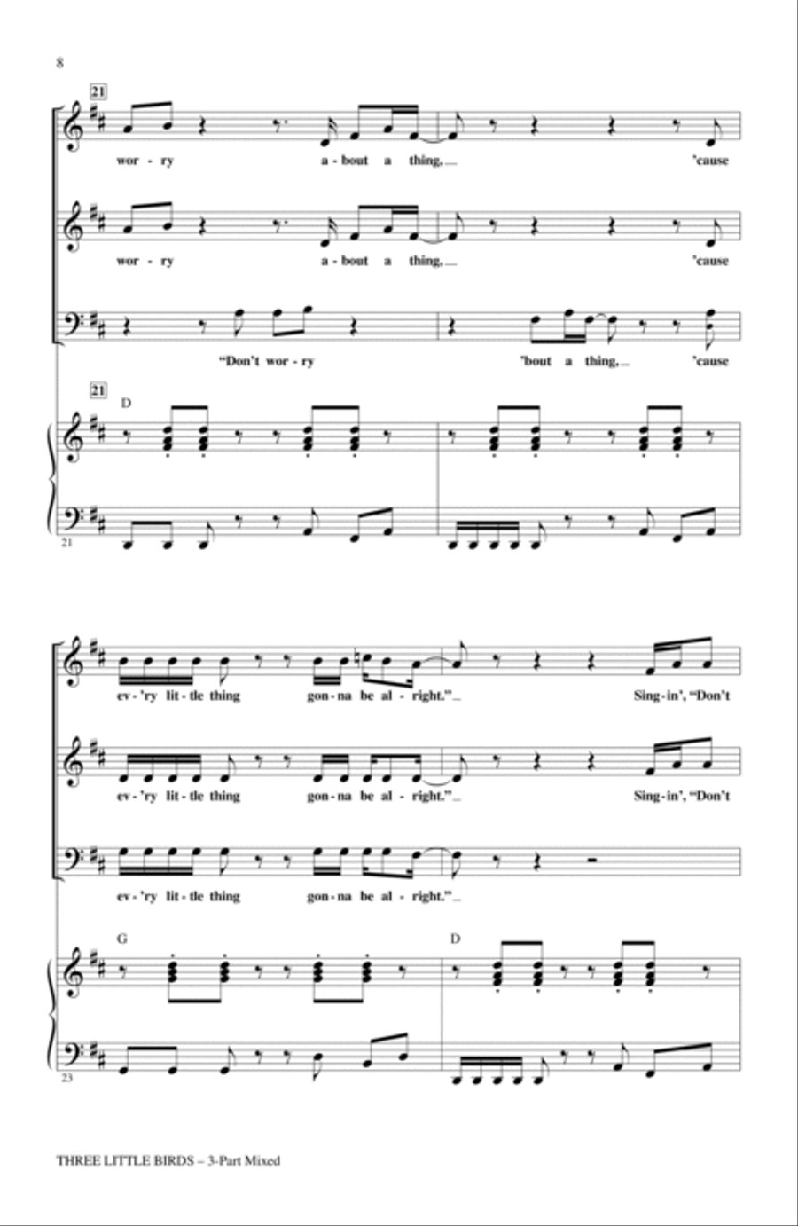 Three Little Birds (arr. Audrey Snyder) 3-Part scores gallery preview page 6