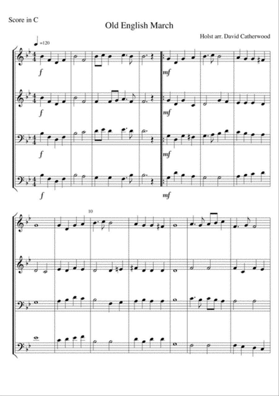 Old English March by Holst arranged for Flexible ensemble by David Catherwood Concert Band scores gallery preview page 1