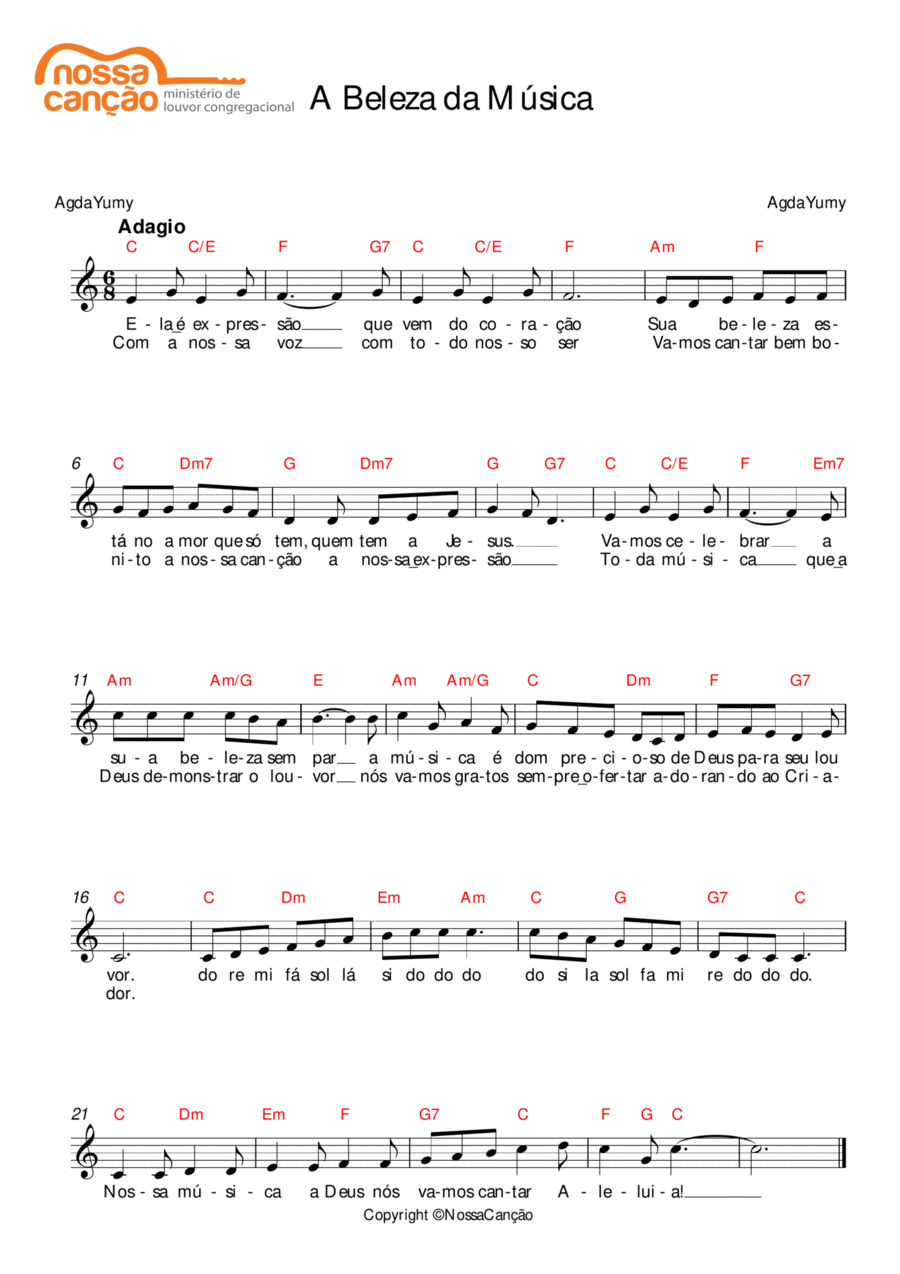 A beleza da música Easy Piano scores gallery preview page 1