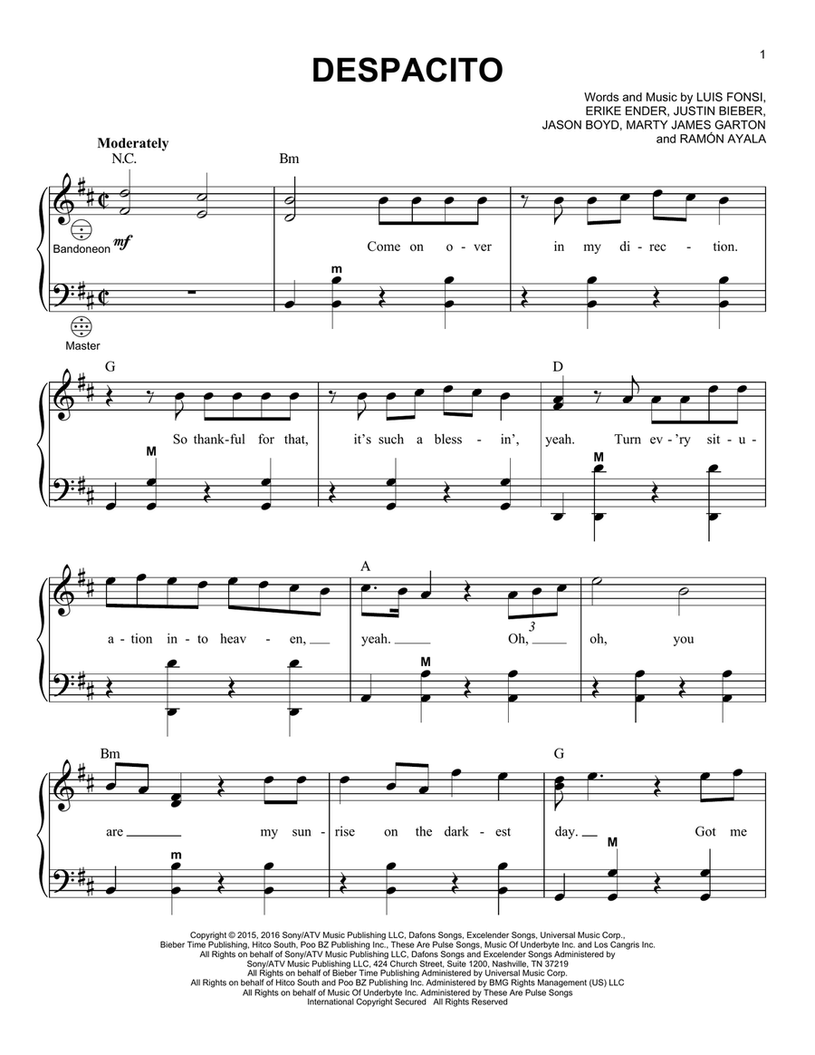 Despacito (arr. Gary Meisner) Piano scores gallery preview page 1