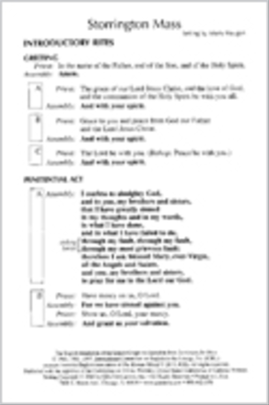 Storrington Mass - Assembly edition Unison Choir scores gallery preview page 1