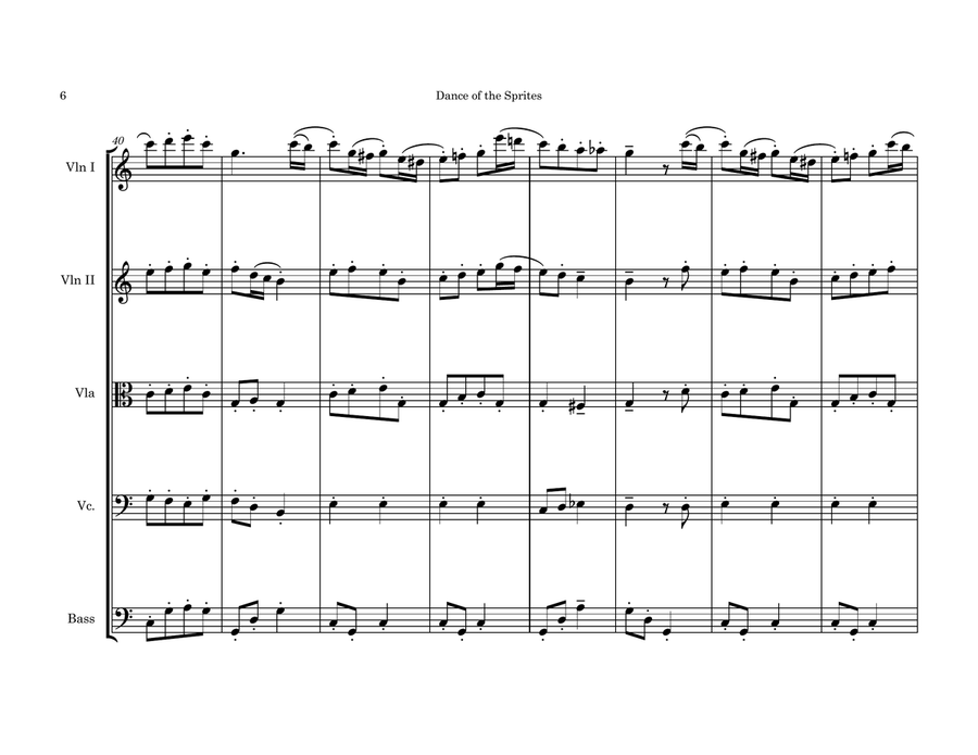 Dance of the Sprites Dance of the Sprites String Quintet scores gallery preview page 6