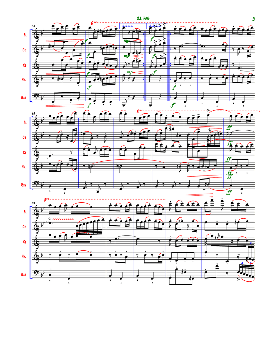 X.L. Rag (XL Rag) Woodwind Quintet scores gallery preview page 3