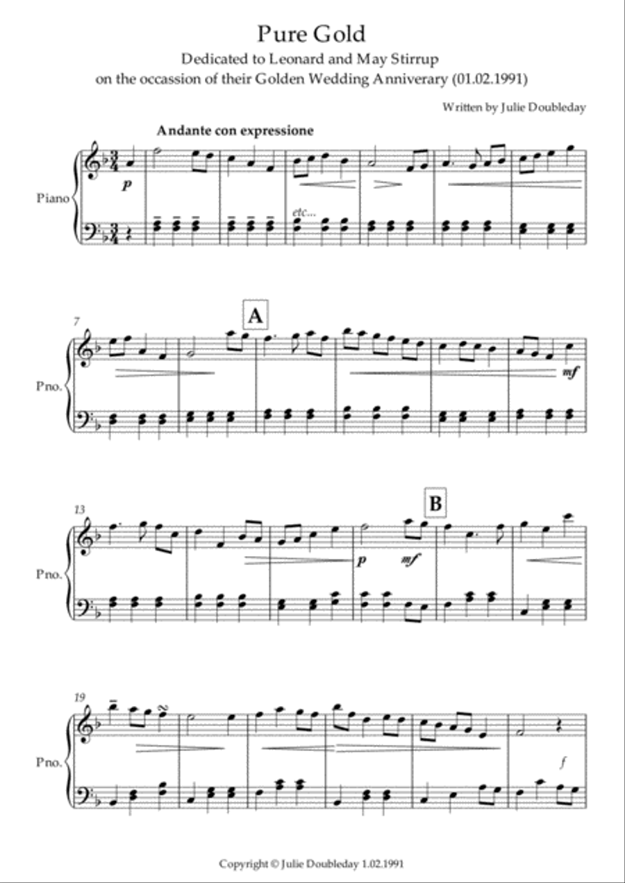 Pure Gold Easy Piano scores gallery preview page 1