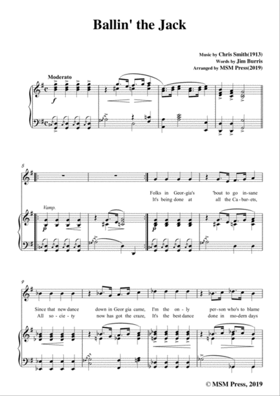 Chris Smith-Ballin' the Jack,in G Major,for Voice and Piano Voice Solo scores gallery preview page 3