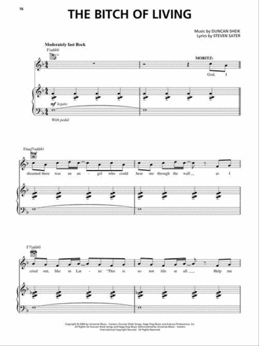 Spring Awakening Piano, Vocal scores gallery preview page 10