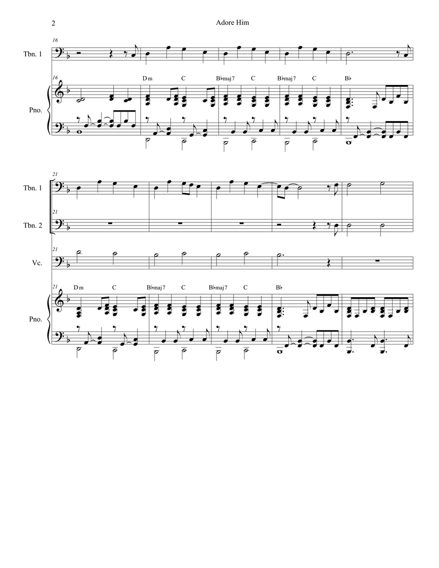 Adore Him Trombone Duet scores gallery preview page 2