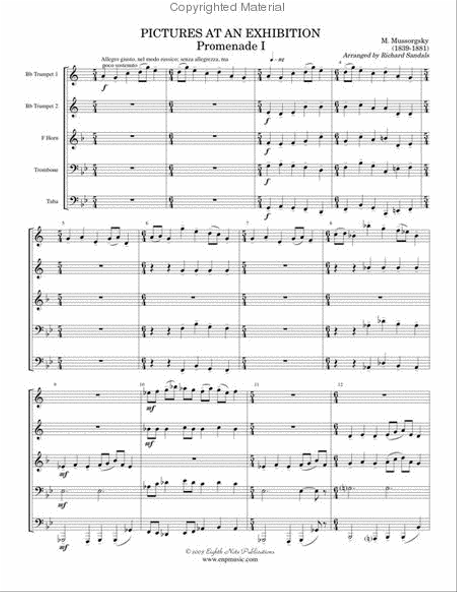 Promenade I (from Pictures at an Exhibition) Brass Quintet scores gallery preview page 2