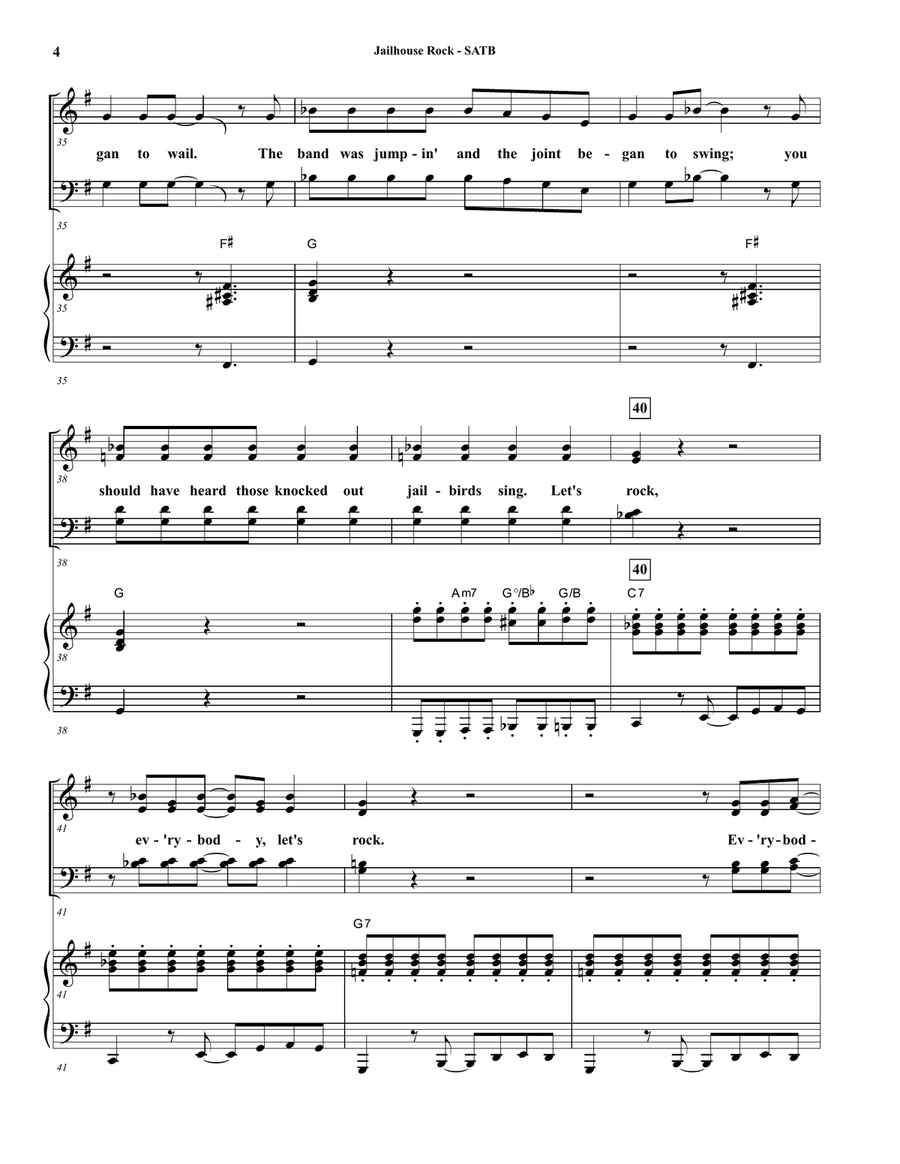 Jailhouse Rock 4-Part scores gallery preview page 4