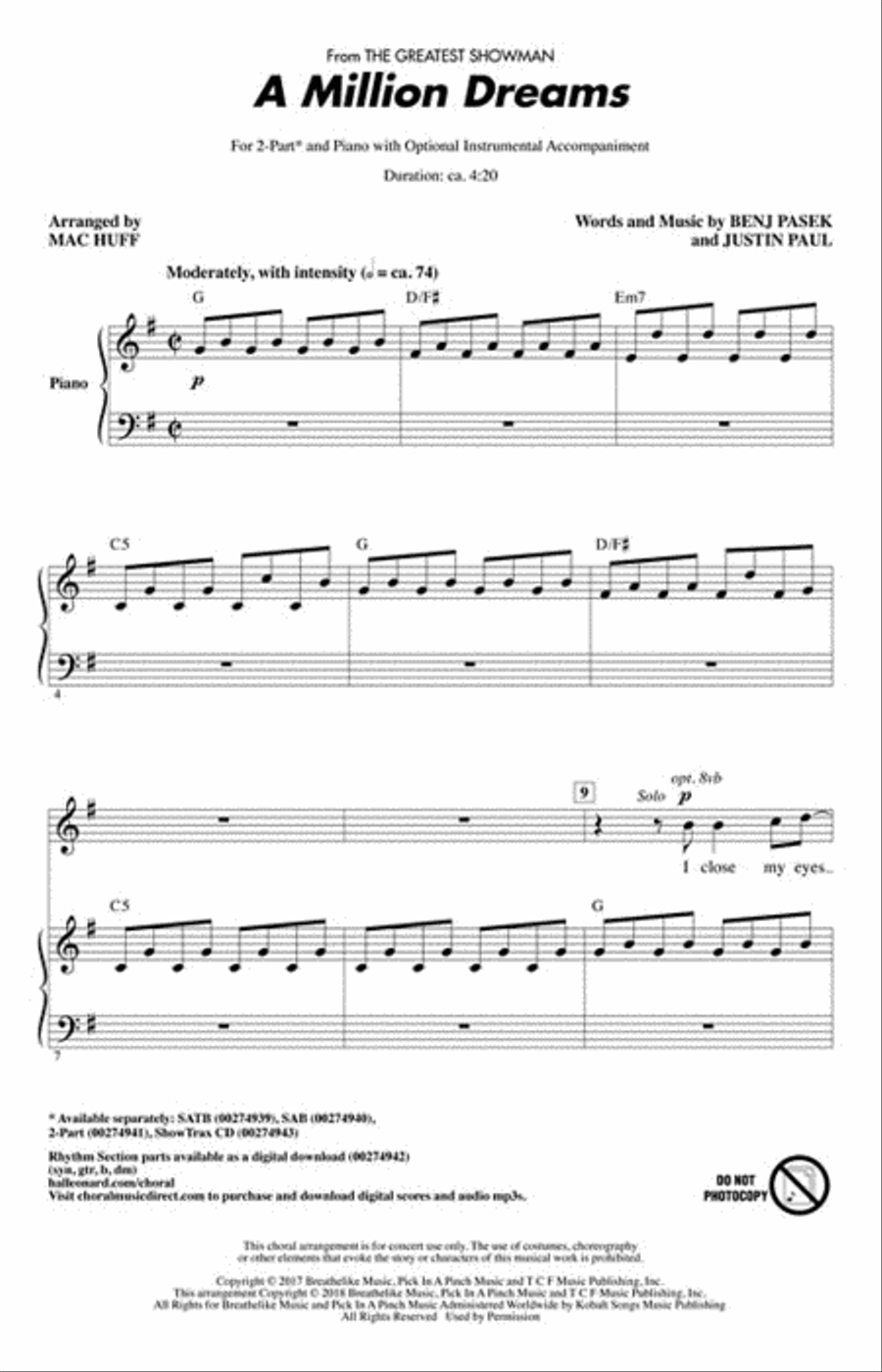 A Million Dreams A Million Dreams 2-Part scores gallery preview page 2