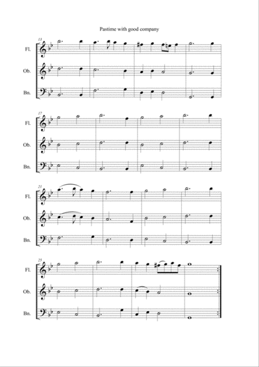 HENRY VIII-Pastime with good Company pour trio à vent Woodwind Trio scores gallery preview page 2