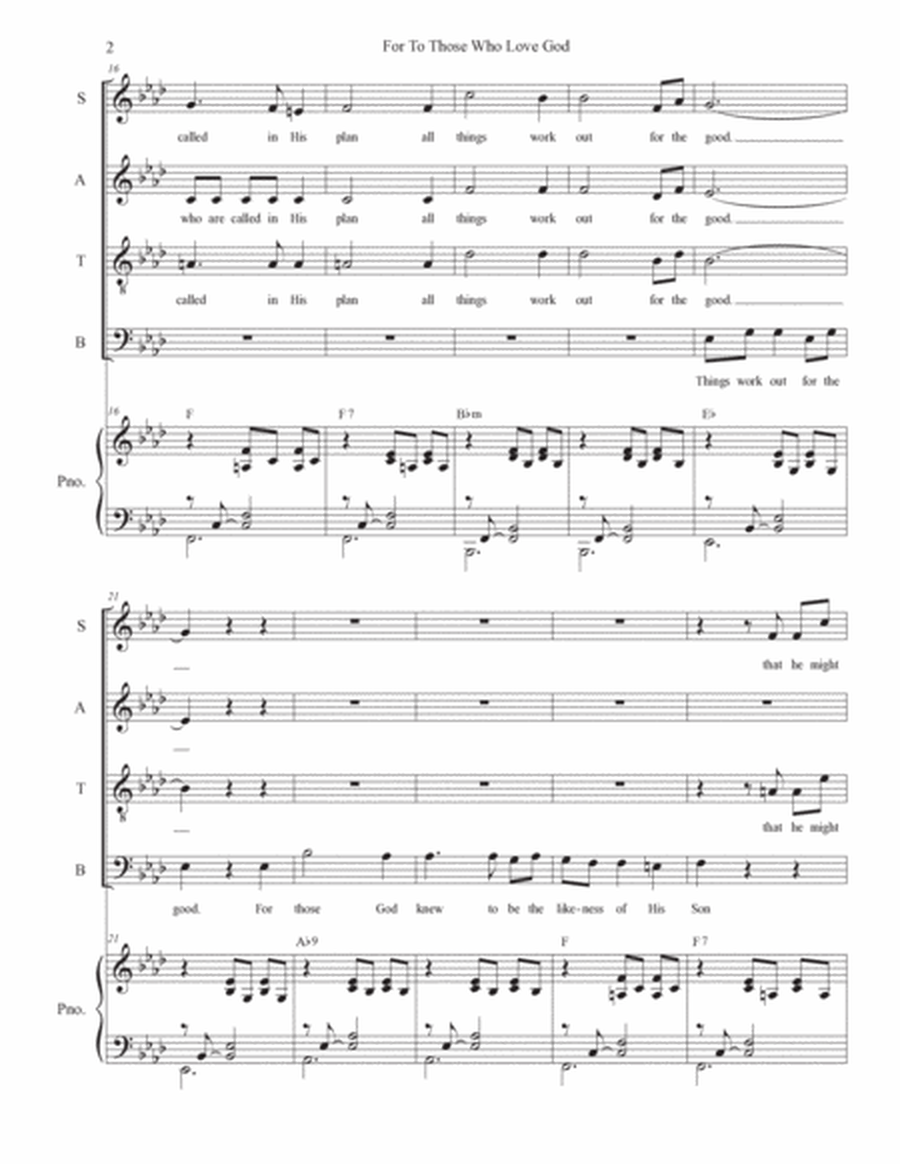 For To Those Who Love God (Vocal Quartet - (SATB) image number null