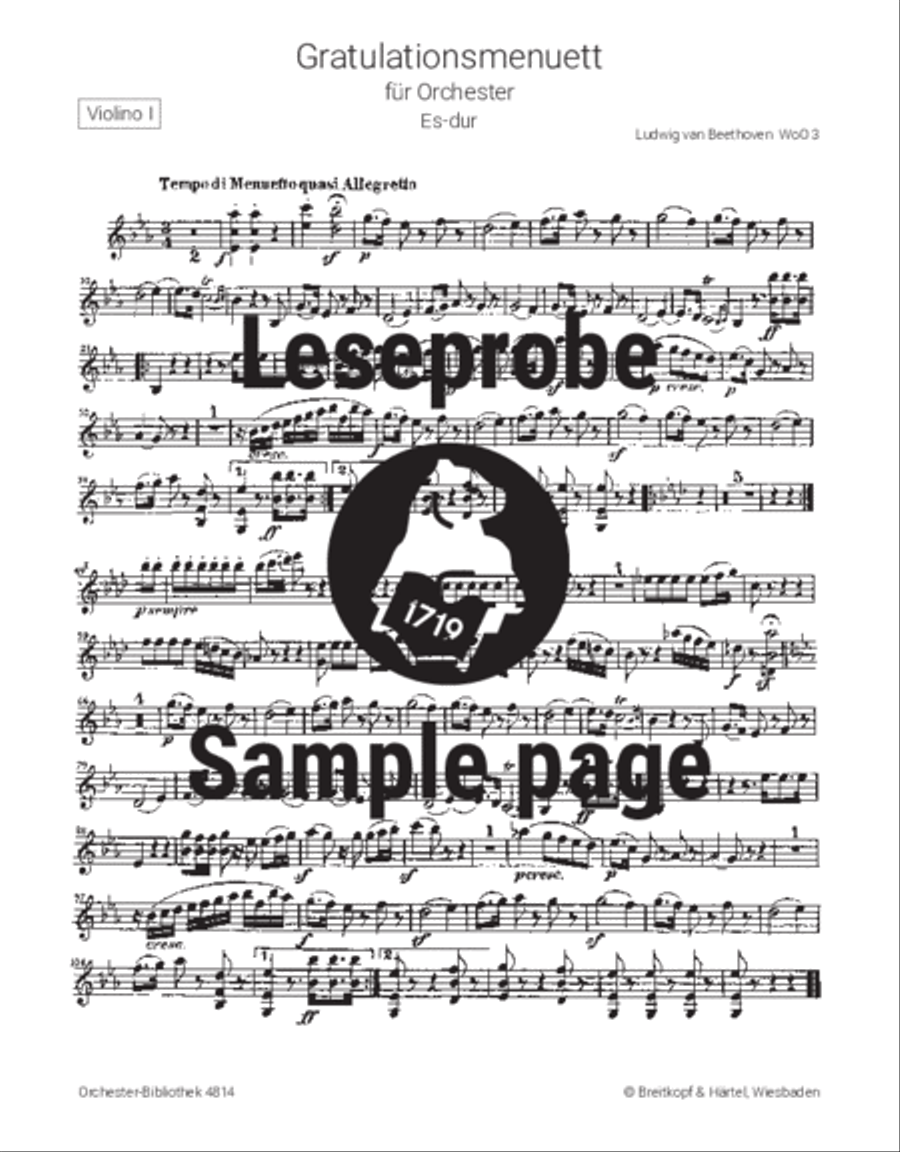 Congratulatory Minuet in E flat major WoO 3 Orchestra scores gallery preview page 2