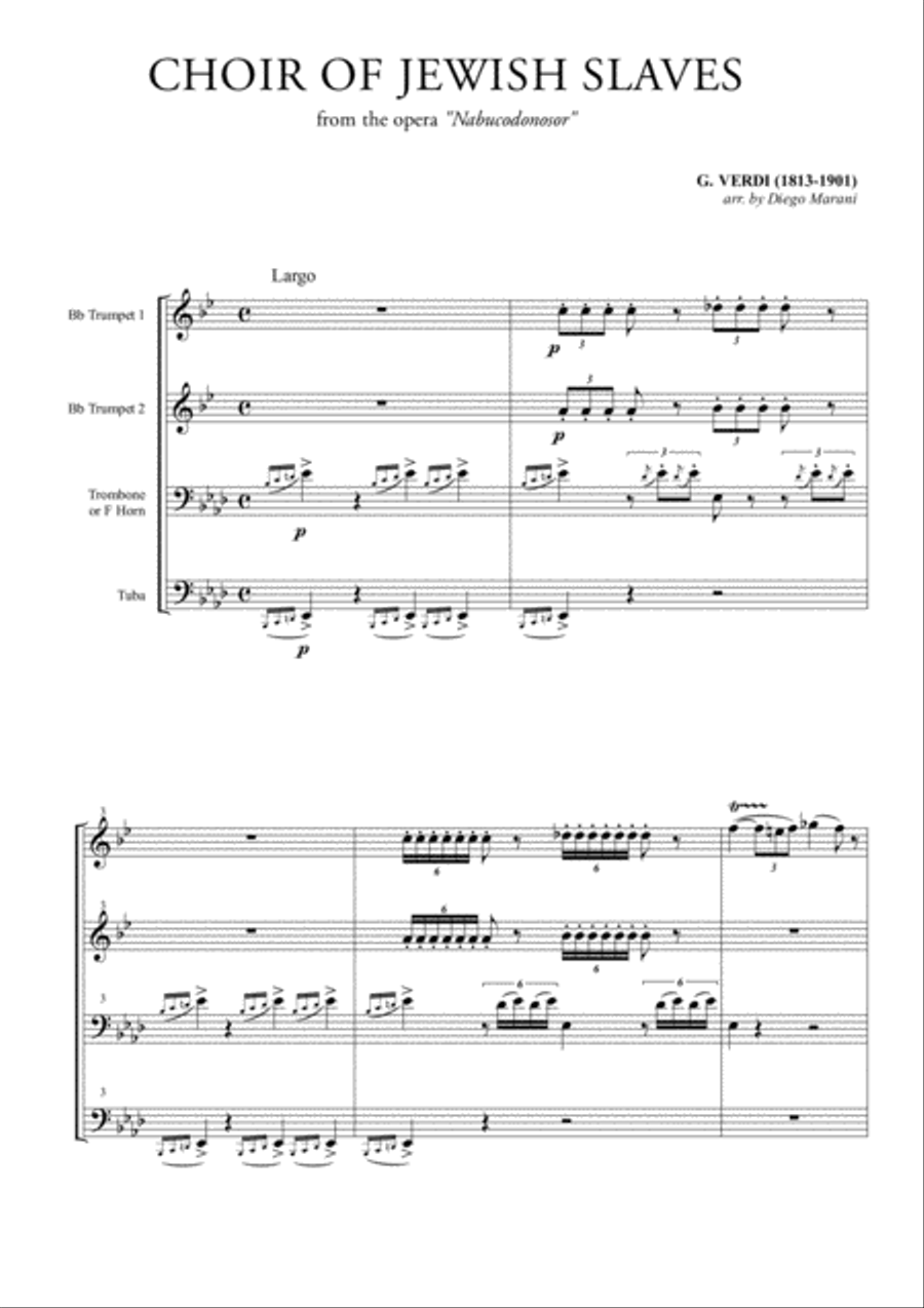 Choir of the Jewish Slaves for Brass Quartet Choir of the Jewish Slaves for Brass Quartet Choir scores gallery preview page 1