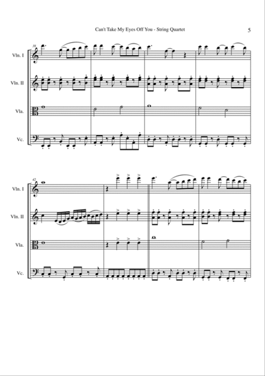 Can't Take My Eyes Off Of You String Quartet scores gallery preview page 5