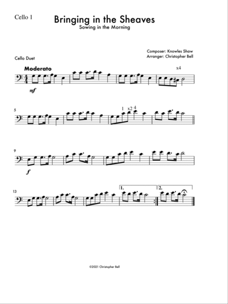 Bringing In The Sheaves - Cello Duet String Duet scores gallery preview page 2