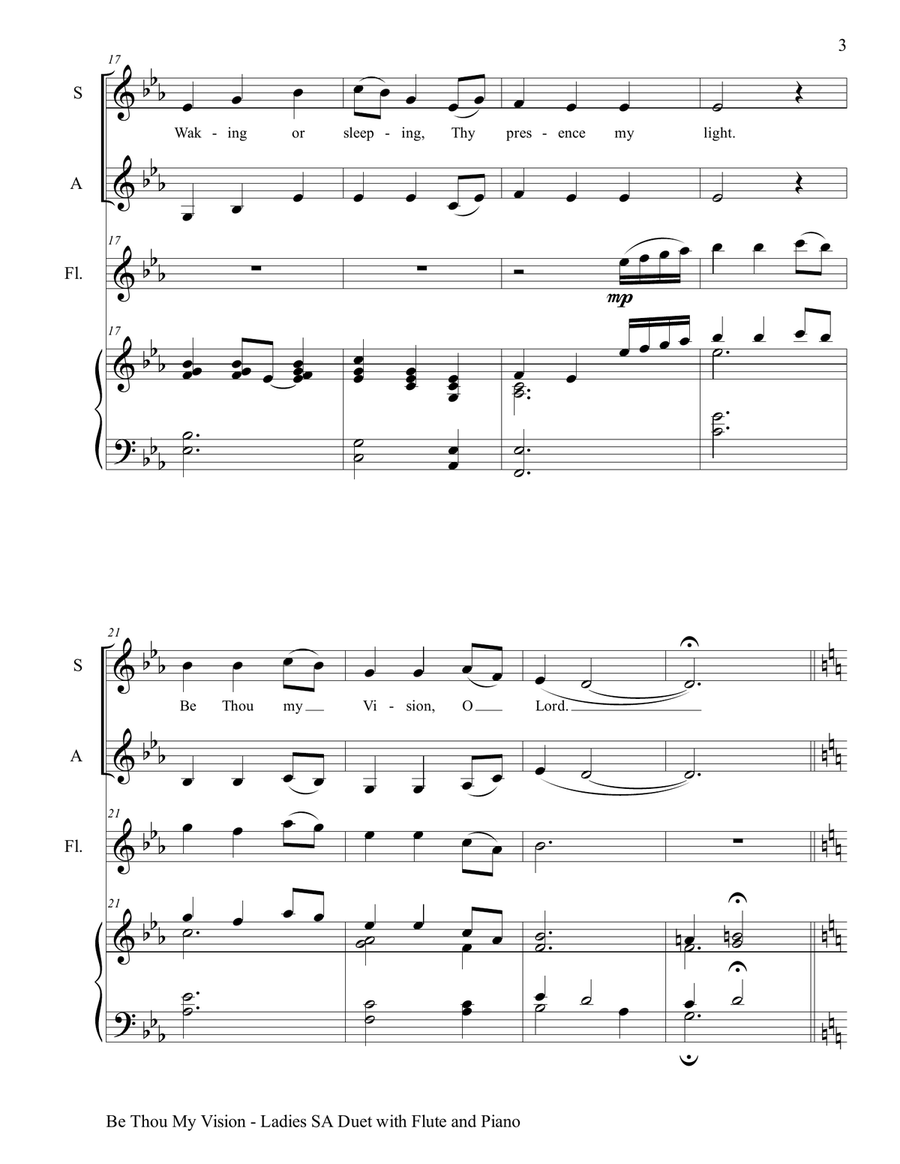 BE THOU MY VISION (Ladies SA Duet, Flute and Piano) SA scores gallery preview page 4
