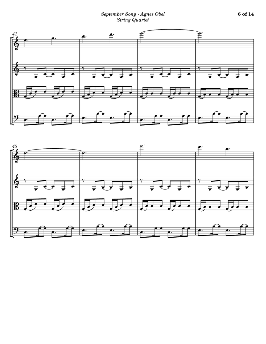 September Song String Quartet scores gallery preview page 6