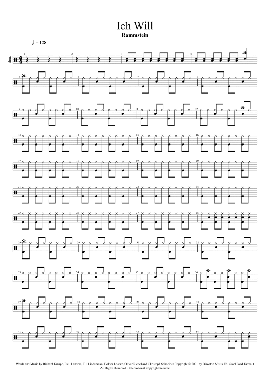 Ich Will Drum Set scores gallery preview page 1