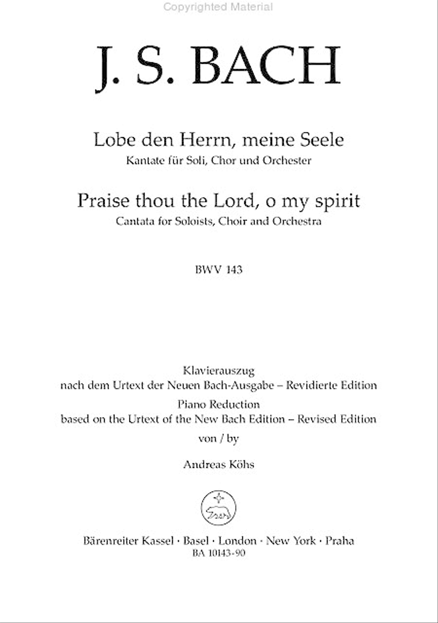 Praise thou the Lord, o my spirit, BWV 143 4-Part scores gallery preview page 2