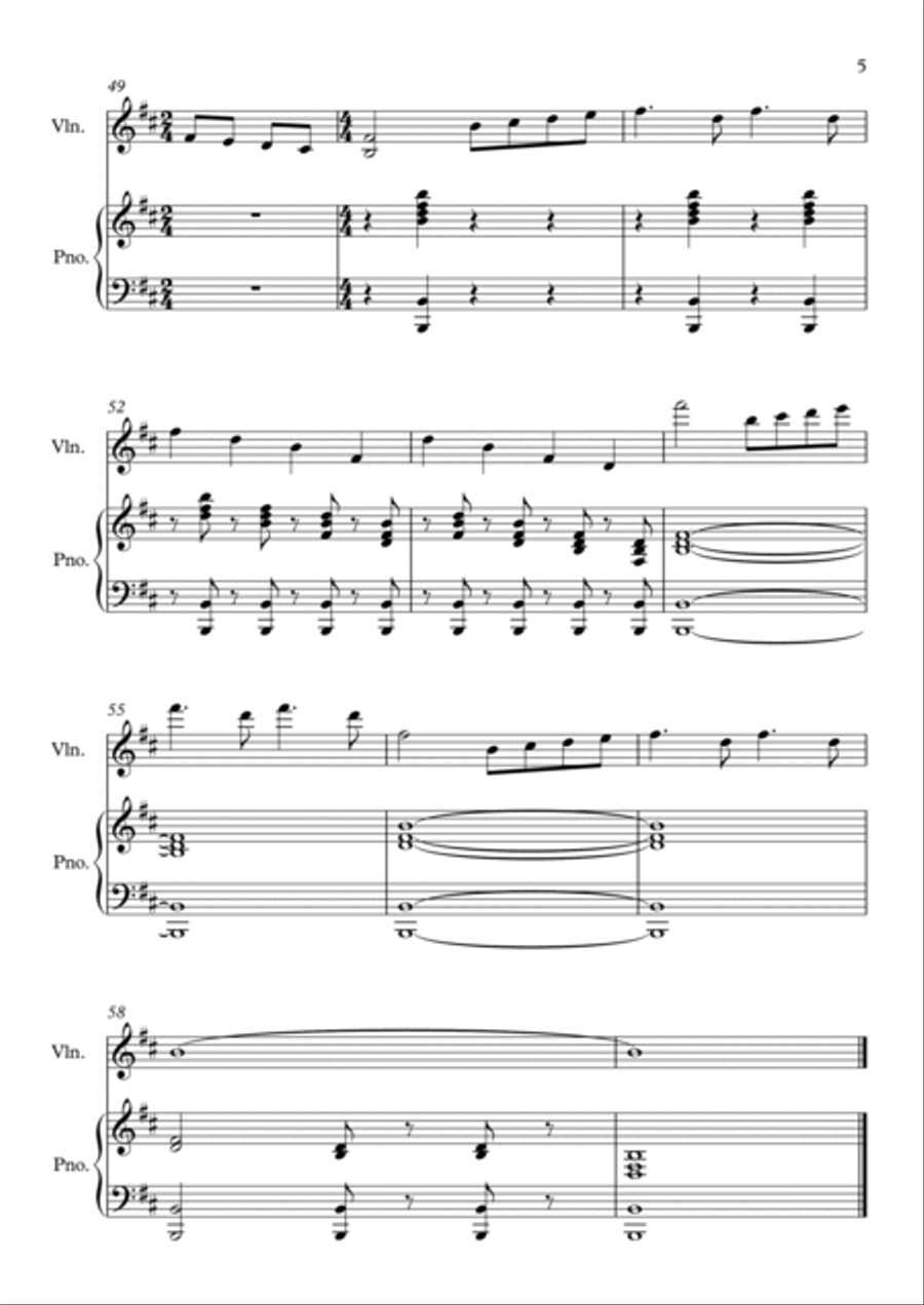 Theme from Swan Lake for Violin (Flute) & Piano Small Ensemble scores gallery preview page 5