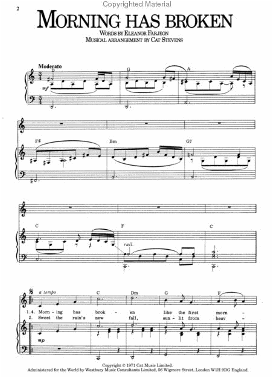 Morning Has Broken Piano, Vocal, Guitar scores gallery preview page 2