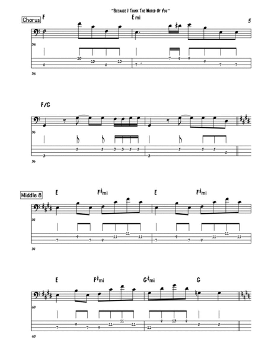 Because I Think The World Of You Bass Guitar scores gallery preview page 5