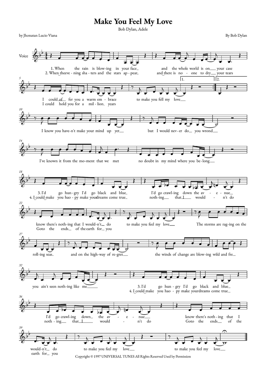 Make You Feel My Love Mezzo-Soprano Voice scores gallery preview page 1