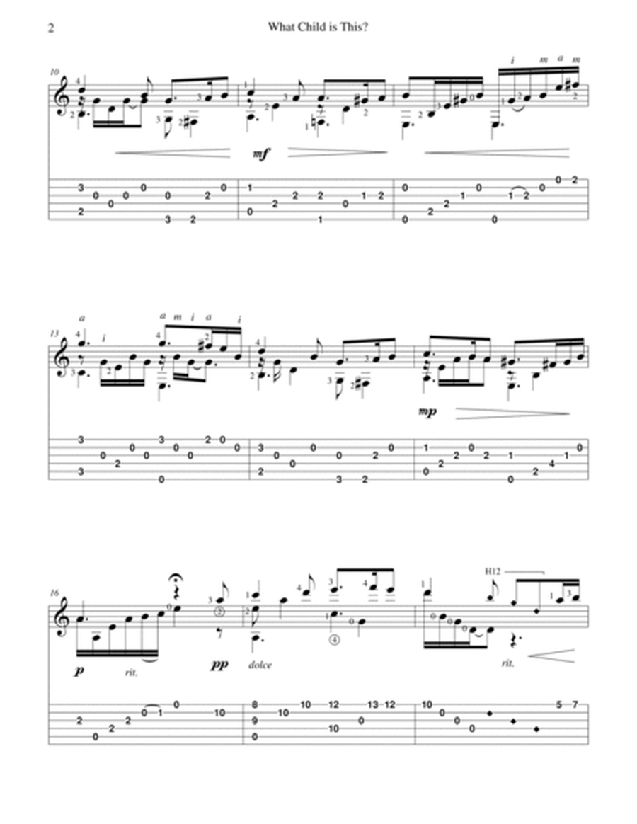 "What Child is This?" for solo classical fingerstyle guitar (+ TAB) image number null