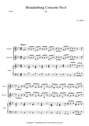 Brandenburg Concerto No. 6 in B flat major, BWV 1051 Mov.3 Allegro