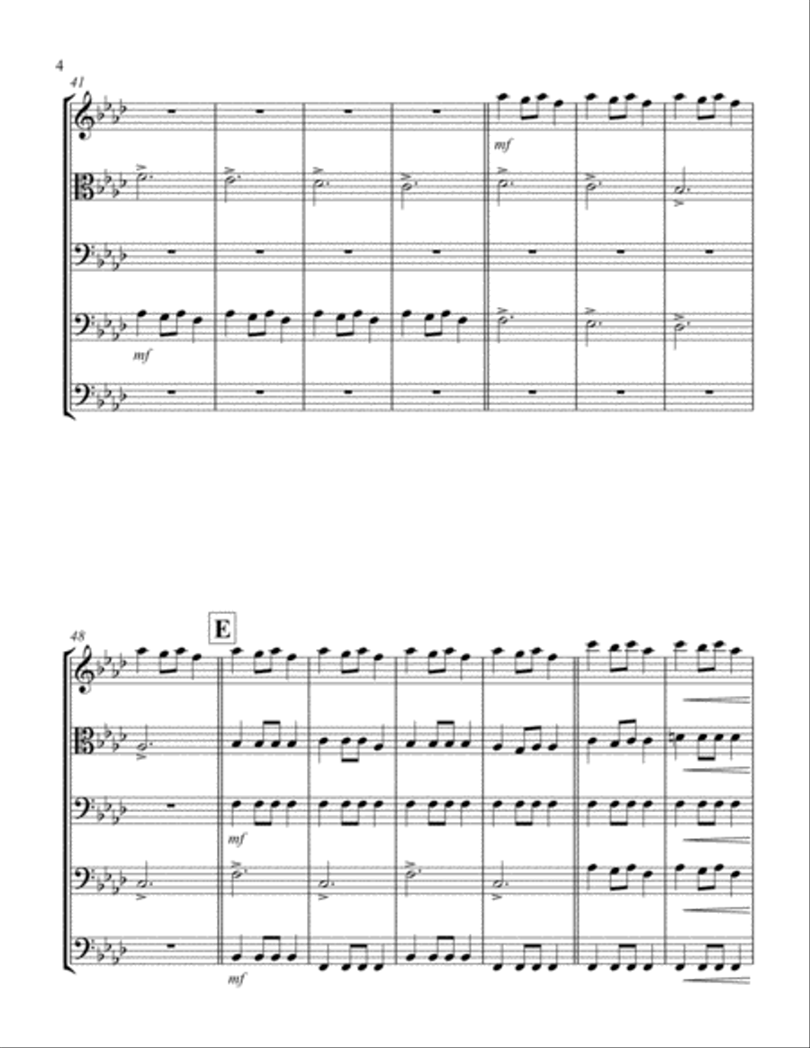 Carol of the Bells (F min) (String Quintet - 1 Violin, 1 Viola, 2 Cello, 1 Bass) String Quintet scores gallery preview page 4