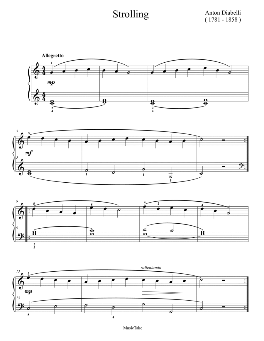 Diabelli Strolling Easy Piano scores gallery preview page 1