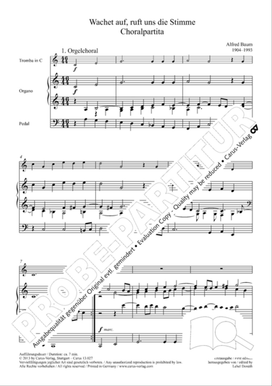 Wachet auf, ruft uns die Stimme Organ scores gallery preview page 5