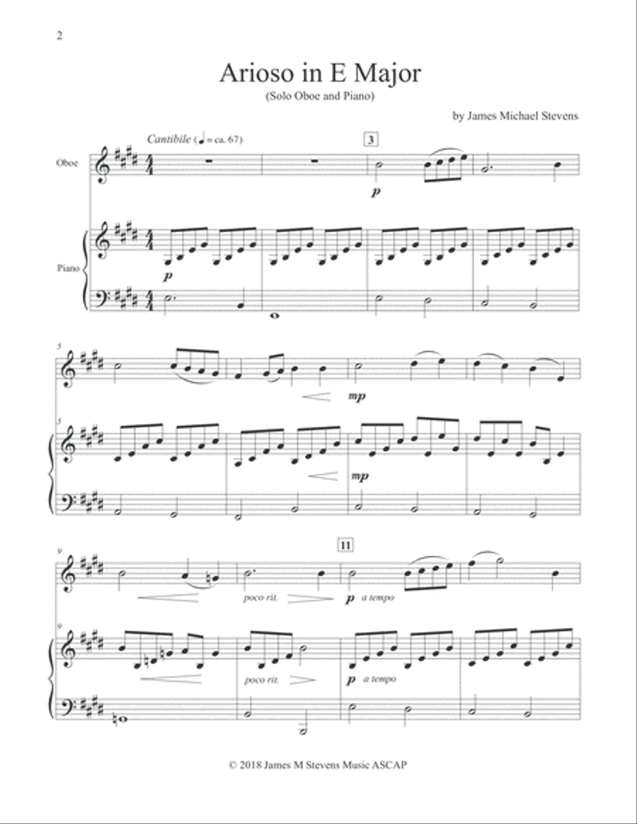 Arioso in E Major - Oboe & Piano Piano scores gallery preview page 2