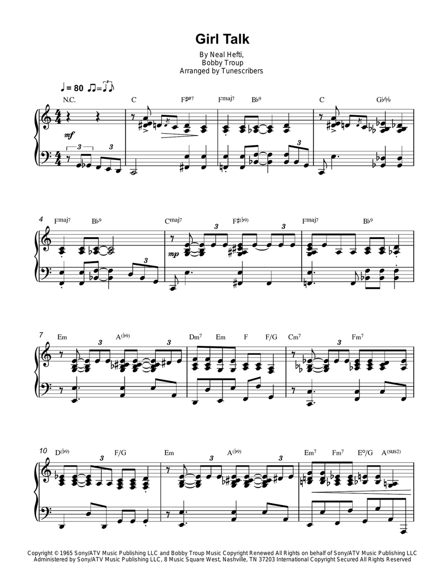 Girl Talk Piano Solo scores gallery preview page 1