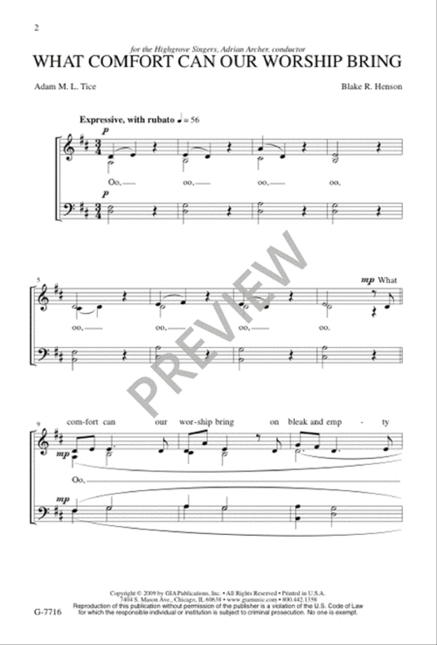 What Comfort Can Our Worship Bring 4-Part scores gallery preview page 2