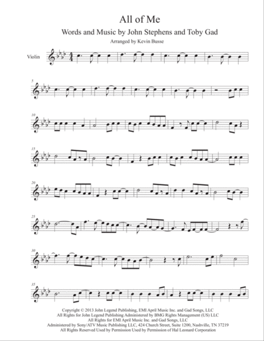 All Of Me Violin Solo scores gallery preview page 1