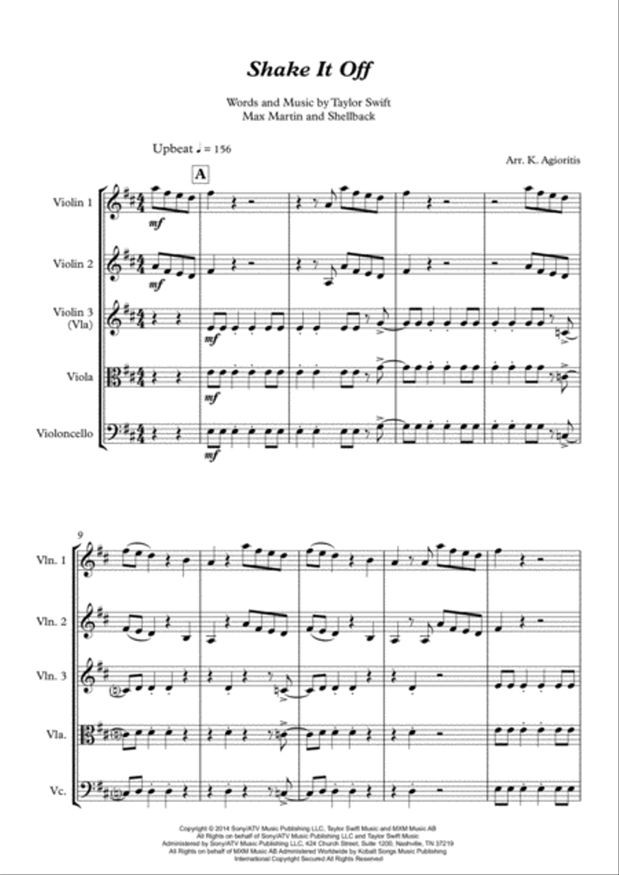 Shake It Off String Quartet scores gallery preview page 2