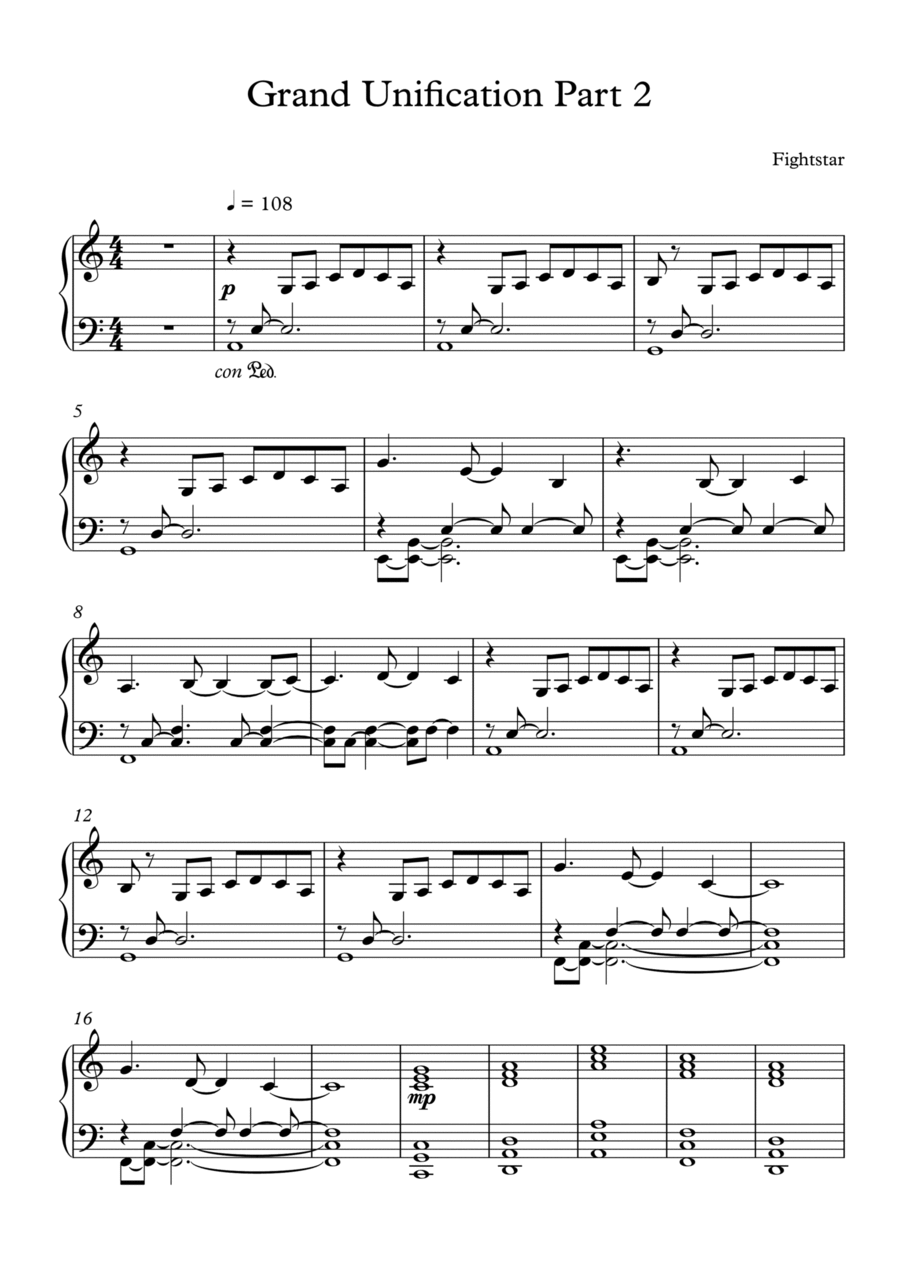 Grand Unification, Pt Ii Piano Solo scores gallery preview page 1