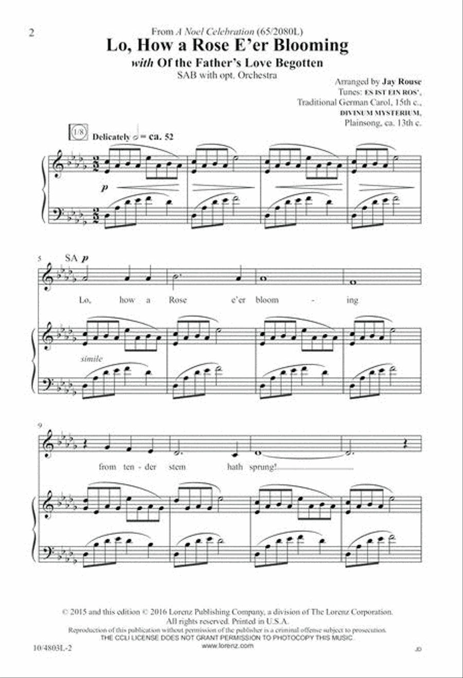 Lo, How a Rose E'er Blooming 3-Part scores gallery preview page 2