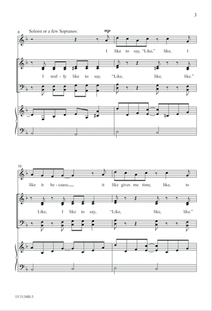 Like, I Like to Say Like 4-Part scores gallery preview page 3