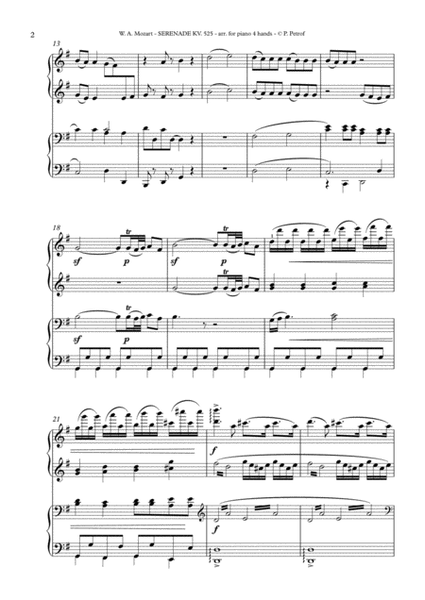W. A. Mozart - Serenade KV. 525 ''Eine kleine Nachtmusik'' for piano 4 hands - complete score image number null