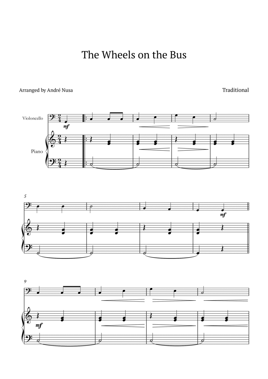 The Wheels on the Bus Piano scores gallery preview page 1