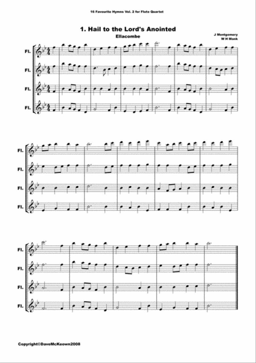 16 Favourite ﻿Hymns for Flute Quartet (Vol 2.) Flute Quartet scores gallery preview page 2
