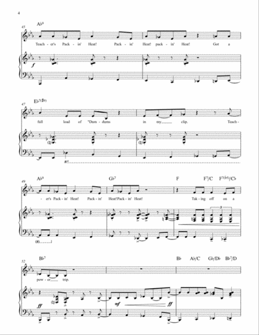 Teacher's Packin' Heat (Key: E-flat major) Voice scores gallery preview page 4