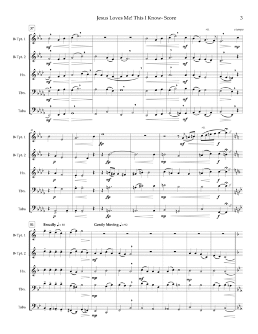 Jesus Loves Me! This I Know - brass quintet Brass Quintet scores gallery preview page 5