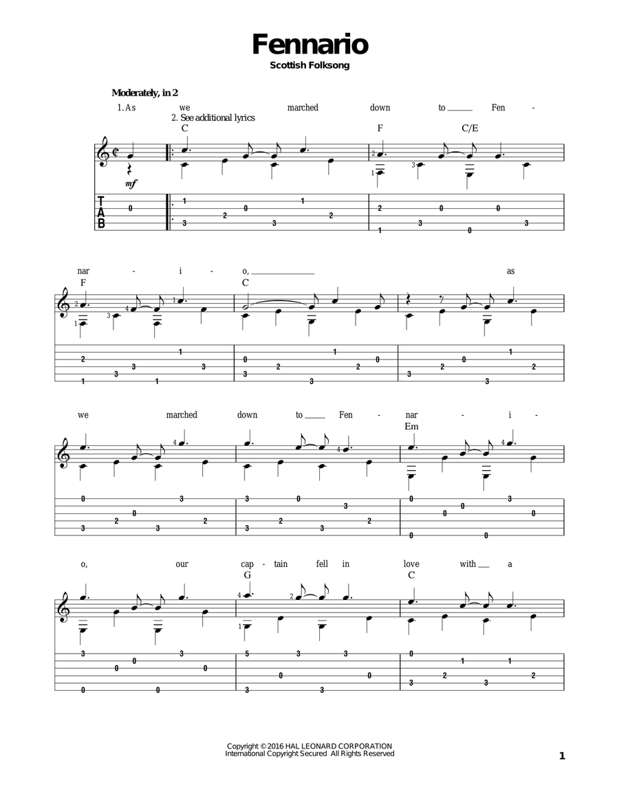 Fennario Acoustic Guitar scores gallery preview page 1