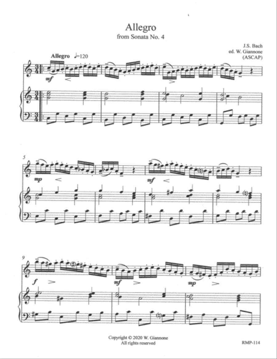 Bach - Allegro from Sonata No. 4 Flute Solo scores gallery preview page 3